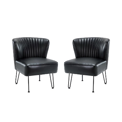 Set Of 2 Eustacio Mid-back Vegan Leather Accent Side Chair | Karat Home-TURQUOISE 19 Set Of 2 Eustacio Mid-back Vegan Leather Accent Side Chair | Karat Home-TURQUOISE - Image 19