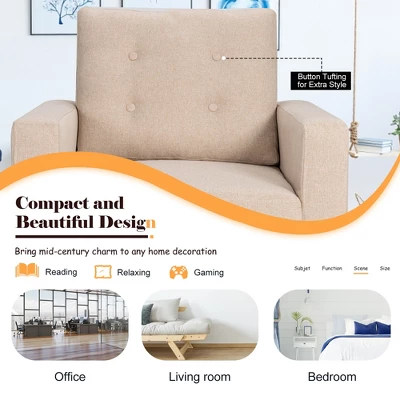 Modern Accent Armchair Upholstered Single Sofa Chair W/ 2-Side Pockets NavyBeigeGrey 3 Modern Accent Armchair Upholstered Single Sofa Chair W/ 2-Side Pockets NavyBeigeGrey - Image 3