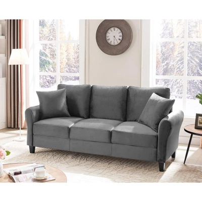 Clio Velvet Upholstered 3 Seater Sofa Couch,78 Inches Long Sofas,Modern Velvet Couch 3 Seater Sofa With 2 Pillow-Maison Boucle 5 Clio Velvet Upholstered 3 Seater Sofa Couch,78 Inches Long Sofas,Modern Velvet Couch 3 Seater Sofa With 2 Pillow-Maison Boucle - Image 5