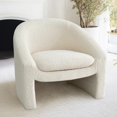 Kiki 32" Wide Contemporary Design Faux Shearling Boasting Streamlined Silhouette Armrest Accent Barrel Chair-The Pop Maison 2 Kiki 32" Wide Contemporary Design Faux Shearling Boasting Streamlined Silhouette Armrest Accent Barrel Chair-The Pop Maison - Image 2