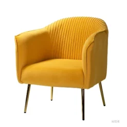 Velvet Barrel Chair With Goden Base Contemporary And Classic Velvet Accent Chair For Living Room | Karat Home -Baxton Studio Sales Shop GUEST ab76f3db 0e10 4f81 bf01 977c05c752ff