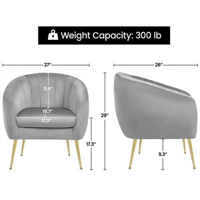 Yaheetech Velvet Accent Armchair Barrel Chair With Metal Legs For Living Room 2 Yaheetech Velvet Accent Armchair Barrel Chair With Metal Legs For Living Room - Image 2