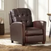 Elm Lane Livorno Chocolate Genuine Leather Recliner Chair Modern Armchair Comfortable Push Manual Reclining Footrest Tufted For Bedroom Living Room