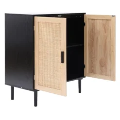 LuxenHome Black And Brown Wood 2-Door Storage Cabinet. -Baxton Studio Sales Shop GUEST b2bd1793 f414 42fe ae7a d7f828b77a9c