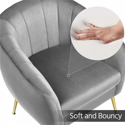 Yaheetech Velvet Accent Armchair Barrel Chair With Metal Legs For Living Room 5 Yaheetech Velvet Accent Armchair Barrel Chair With Metal Legs For Living Room - Image 5