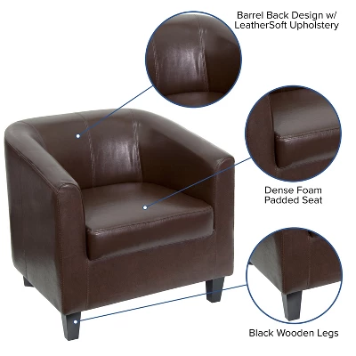 Emma And Oliver Leather Lounge Chair With Sloping Arms 2 Emma And Oliver Leather Lounge Chair With Sloping Arms - Image 2