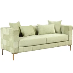 80.5" Modern Upholstered Sofa With Golden Metal Legs And 4 Pillows-ModernLuxe -Baxton Studio Sales Shop GUEST bc21e6a4 3320 4e34 aa41 a005b9070a15