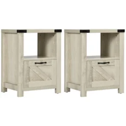 HOMCOM Farmhouse Side Table With 1 Drawer, 1 Open Shelf And Tabletop For Living Room, Set Of 2, Oak 7 HOMCOM Farmhouse Side Table With 1 Drawer, 1 Open Shelf And Tabletop For Living Room, Set Of 2, Oak -Baxton Studio Sales Shop GUEST bc382ef3 8332 4236 8c94 d6f175fd5b8e