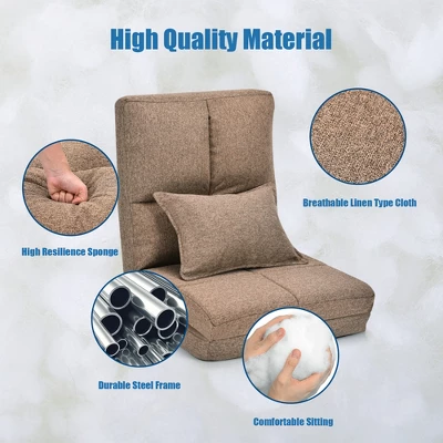 Costway Fold Down Chair Flip Out Lounger Convertible Sleeper Couch Futon Bed W/ Pillow 6 Costway Fold Down Chair Flip Out Lounger Convertible Sleeper Couch Futon Bed W/ Pillow - Image 6