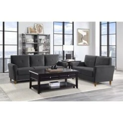 Dunleith Modern Contemporary Velvet Tufted Loveseat In Gray And Walnut - Lexicon -Baxton Studio Sales Shop GUEST be756fa3 3074 4b0d 8b20 9a2c873f7a87