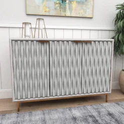 Contemporary Carved Woven Pattern Wood 3 Door Cabinet White - Olivia & May -Baxton Studio Sales Shop GUEST be78359b 94e8 4186 a1d3 f2b724c5f12d