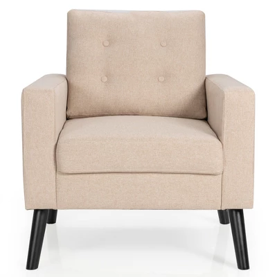Modern Accent Armchair Upholstered Single Sofa Chair W/ 2-Side Pockets NavyBeigeGrey 8 Modern Accent Armchair Upholstered Single Sofa Chair W/ 2-Side Pockets NavyBeigeGrey - Image 8