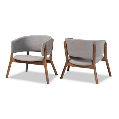 2pc Baron Fabric Upholstered And Wood Living Room Accent Chair Set - Baxton Studio 9 2pc Baron Fabric Upholstered And Wood Living Room Accent Chair Set - Baxton Studio - Image 9