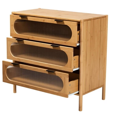 Naresh Bamboo Wood 3 Drawer Storage Cabinet Natural Brown - Baxton Studio 2 Naresh Bamboo Wood 3 Drawer Storage Cabinet Natural Brown - Baxton Studio - Image 2
