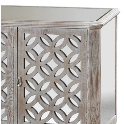 50" Distressed Mirrored Filigree 3 Door Cabinet Driftwood Gray - StyleCraft 1 50" Distressed Mirrored Filigree 3 Door Cabinet Driftwood Gray - StyleCraft