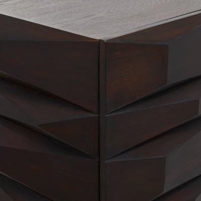 Contemporary Bold Facet Carved Wood Buffet Cabinet Brown - Olivia & May 5 Contemporary Bold Facet Carved Wood Buffet Cabinet Brown - Olivia & May - Image 5