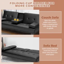 Costway Convertible Folding Futon Sofa Bed Leather W/Cup Holders&Armrests WhiteBlackBrown -Baxton Studio Sales Shop GUEST c4e26972 e542 4332 abfc 0bd74e4724d6