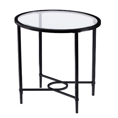 Dickinson Metal/Glass Oval Side Table Black - Aiden Lane 5 Dickinson Metal/Glass Oval Side Table Black - Aiden Lane - Image 5
