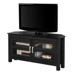 Modern 2 Glass Door Corner TV Stand For TVs Up To 50" Black - Saracina Home -Baxton Studio Sales Shop GUEST c87a96bd 4a05 42f1 808c 0279dd75459e