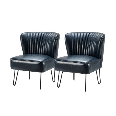 Set Of 2 Eustacio Mid-back Vegan Leather Accent Side Chair | Karat Home-TURQUOISE 12 Set Of 2 Eustacio Mid-back Vegan Leather Accent Side Chair | Karat Home-TURQUOISE - Image 12