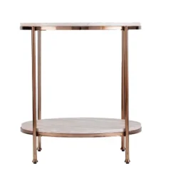 Sula Round Faux Stone End Table - Aiden Lane