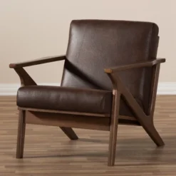 Bianca Mid Century Modern Walnut Wood Distressed Faux Leather Lounge Chair Dark Brown - Baxton Studio 14 Bianca Mid Century Modern Walnut Wood Distressed Faux Leather Lounge Chair Dark Brown - Baxton Studio -Baxton Studio Sales Shop GUEST d33031b1 13ae 485f bee1 9dfcf1659427