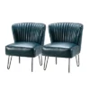 Set Of 2 Eustacio Mid-back Vegan Leather Accent Side Chair | Karat Home-TURQUOISE