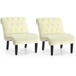Costway Set Of 2 Armless Accent Chair Upholstered Tufted Lounge Chair -Baxton Studio Sales Shop GUEST d64d2421 fc84 41c2 940f cbb1125668aa