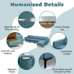 Costway Modular L-shaped Sectional Sofa W/ Reversible Chaise & 4 USB Ports -Baxton Studio Sales Shop GUEST d6560246 200c 4541 af16 ed1b517de16f