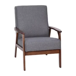 Emma And Oliver Upholstered Mid-Century Modern Arm Chair With Wood Frame -Baxton Studio Sales Shop GUEST d9dbbd47 4260 4728 9d19 3aa829e7f4e6