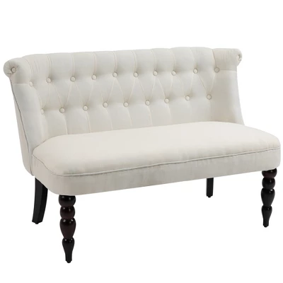 HOMCOM Upholstered Armless Fabric Loveseat With Button Tufted Design For Living Room With Wood Legs 6 HOMCOM Upholstered Armless Fabric Loveseat With Button Tufted Design For Living Room With Wood Legs - Image 6