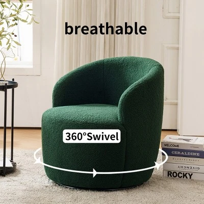 Fannie 25.60'' Wide Small Size Boucle Upholstered 360° Swivel Barrel Chair-The Pop Maison 4 Fannie 25.60'' Wide Small Size Boucle Upholstered 360° Swivel Barrel Chair-The Pop Maison - Image 4
