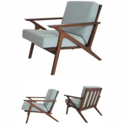 Mid Century Modern Armchair Solid Hardwood Upholstered Accent Chair