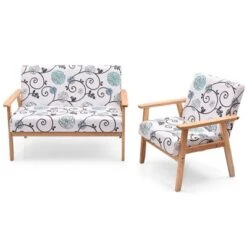 Tangkula 2 Piece Loveseat And Single Sofa Set Fabric Upholstered Couch & Accent Armchair White+Blue/Blue/Yellow Floral -Baxton Studio Sales Shop GUEST db8adfb3 9593 4ba0 aa66 cfef45b21b72