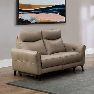 Marley Leather Power Recliner Sofa Loveseat With Power Headrests Beige - Abbyson Living 2 Marley Leather Power Recliner Sofa Loveseat With Power Headrests Beige - Abbyson Living - Image 2