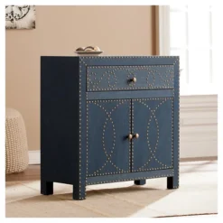 Southern Enterprises Florian Double Door Cabinet Navy - Aiden Lane