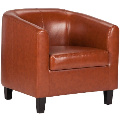 Emma And Oliver Leather Lounge Chair With Sloping Arms 11 Emma And Oliver Leather Lounge Chair With Sloping Arms - Image 11