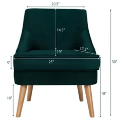 Costway Accent Chair Velvet Upholstered Single Sofa With Rubber Wood Legs PinkGreenGrey