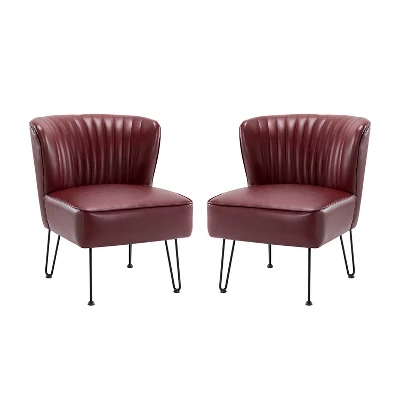 Set Of 2 Eustacio Mid-back Vegan Leather Accent Side Chair | Karat Home-TURQUOISE 17 Set Of 2 Eustacio Mid-back Vegan Leather Accent Side Chair | Karat Home-TURQUOISE - Image 17