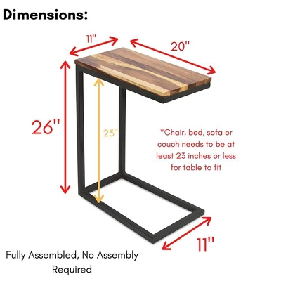 BirdRock Home Acacia Wood TV Tray C Shaped Side Table 2 BirdRock Home Acacia Wood TV Tray C Shaped Side Table - Image 2