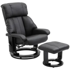 HOMCOM Recliner With Ottoman Footrest, Recliner Chair With Vibration Massage, Faux Leather And Swivel Wood Base For Living Room And Bedroom -Baxton Studio Sales Shop GUEST ec4ebf16 5b51 4eef 84ac 313753998ea7