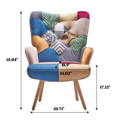 FERPIT Upholstered Wingback Accent Chair & Rocking Chair With Rubberwood Legs & Rockers 5 FERPIT Upholstered Wingback Accent Chair & Rocking Chair With Rubberwood Legs & Rockers - Image 5