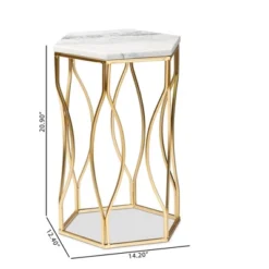 Kalena Metal End Table With Marble Tabletop Gold - Baxton Studio -Baxton Studio Sales Shop GUEST ec7d6a99 13e2 4fb9 a473 a26a28e15d01