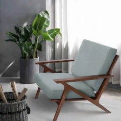 Mid Century Modern Armchair Solid Hardwood Upholstered Accent Chair -Baxton Studio Sales Shop GUEST ec95e43b 5cc0 4ca0 934f 4700cb8ab999