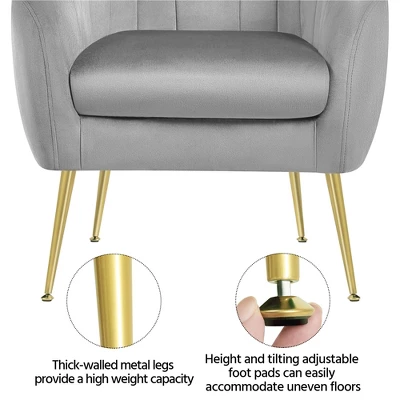 Yaheetech Velvet Accent Armchair Barrel Chair With Metal Legs For Living Room 4 Yaheetech Velvet Accent Armchair Barrel Chair With Metal Legs For Living Room - Image 4