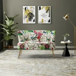 Trento 47'' Contemporary Loveseat With Floral Patterns | ARTFUL LIVING DESIGN -Baxton Studio Sales Shop GUEST f0d70f59 a627 4fd4 a9fc d327d1ef3741