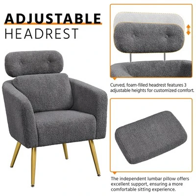 Yaheetech Boucle Barrel Accent Chair With Adjustable Headrest 4 Yaheetech Boucle Barrel Accent Chair With Adjustable Headrest - Image 4