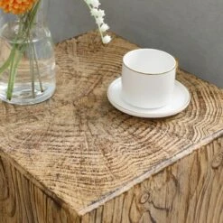 HOMCOM Decorative Side Table With Square Tabletop, Rustic Concrete End Table With Wood Grain Finish, For Indoors And Outdoors, Natural -Baxton Studio Sales Shop GUEST f37c0b2f 1c7e 4289 91af 06f2bea2ae36