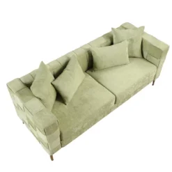 80.5" Modern Upholstered Sofa With Golden Metal Legs And 4 Pillows-ModernLuxe -Baxton Studio Sales Shop GUEST f6406d2c 2e24 48f7 8a1a fb262c78d0f4