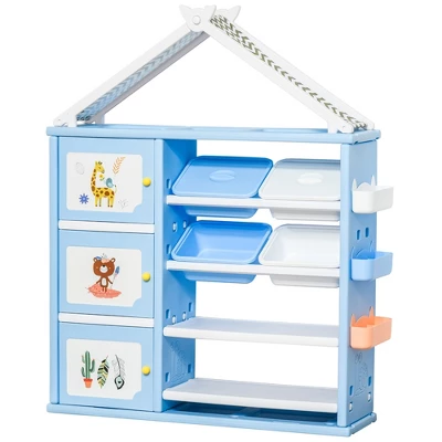 Qaba Kids Toy Storage Organizer With 4 Bins, Storage Cabinets, Bookshelf And 4-Layers Toy Collection Shelves 3 Qaba Kids Toy Storage Organizer With 4 Bins, Storage Cabinets, Bookshelf And 4-Layers Toy Collection Shelves - Image 3